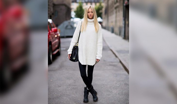 Лосины гармонично сочетаются с oversize-одеждой