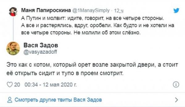 Реакция россиян на отмену периода нерабочих дней и речь Владимира Путина