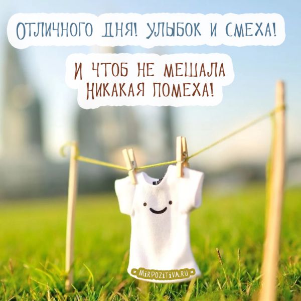 Отличного дня! Улыбок и смеха! И чтоб не мешала Никакая помеха!